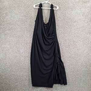 Express Dress Women 7/8 Black Ruffle Side Drape Sheath Cocktail Party